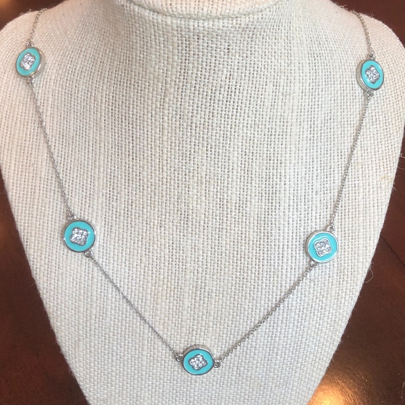 Jewelry - NEW Silver and Turquoise Enamel and Stone necklace